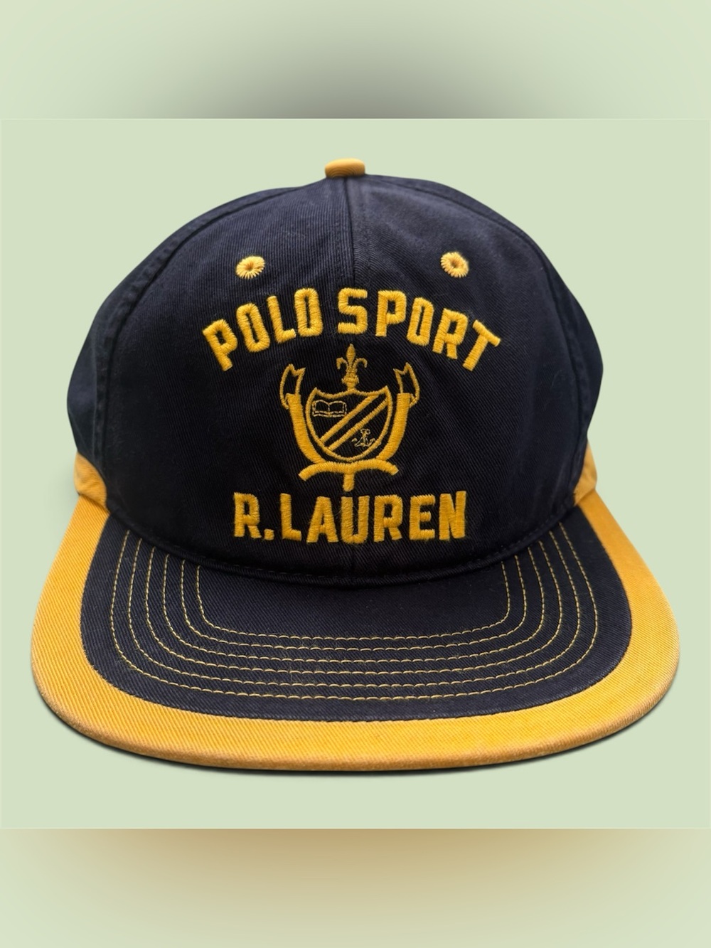 Vintage 2003 Ralph Lauren Polo Sport Ball Cap Strap-Back Hat Crest Logo Blue NWT